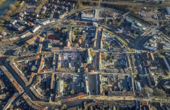 Aerial view of the old town with Grabenstraße and Wallstraße and the catholic church St. Agatha in