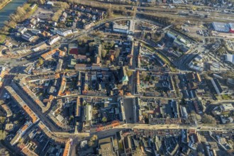 Aerial view of the old town with Grabenstraße and Wallstraße and the catholic church St. Agatha in