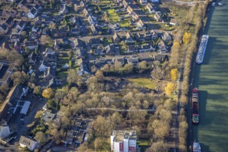 Aerial view of a construction site at the Wesel-Datteln Canal in Dorsten in the Ruhr area in North