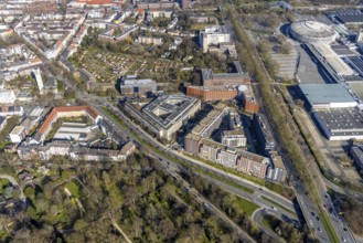 Aerial view, Steigenberger Hotel Dortmund, new building Berswordt-Quartier, multi-family house