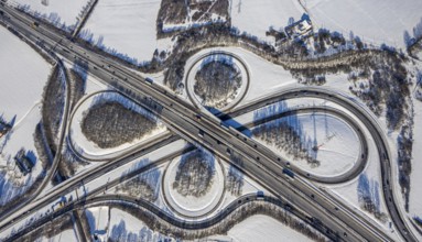 Aerial view, motorway junction Dortmund-Witten, A45 and A44, Persebeck, Dortmund, Ruhr area, North