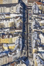 Aerial view, residential area Brunnenstraße, cleared street, Nordmarkt, Dortmund, Ruhr area, North