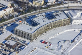 Aerial view, Hombrucher Bogen, construction site for commercial areas and apartment buildings,