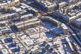 Aerial view, construction site for new Kaiserquartier, Klönnestraße, Kaiserbrunnen, Dortmund, Ruhr