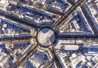 Aerial view, winter at Borsigplatz, Dortmund, Ruhr area, North Rhine-Westphalia, Germany, DE,