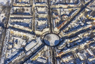 Aerial view, winter at Borsigplatz, Dortmund, Ruhr area, North Rhine-Westphalia, Germany, DE,
