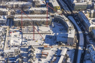 Aerial view, construction site for new Kaiserquartier, Klönnestraße, Kaiserbrunnen, Dortmund, Ruhr