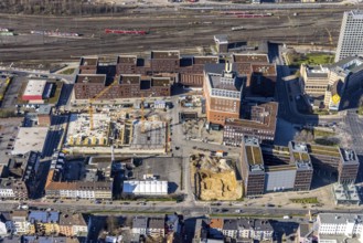 Aerial view, construction site, residential complex at the Dortmunder U-Tower, Dortmunder U with