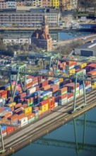 Aerial view, Port of Dortmund, Old Port Authority, Container Terminal, harbour, Dortmund, Ruhr