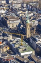 Aerial view, construction site Kampstraße for new student residence BaseCamp Dortmund,