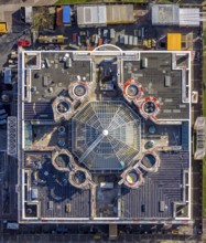 Aerial view, construction site and renovation town hall, city, Dortmund, Ruhr area, North
