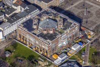 Aerial view, construction site and renovation town hall, city, Dortmund, Ruhr area, North