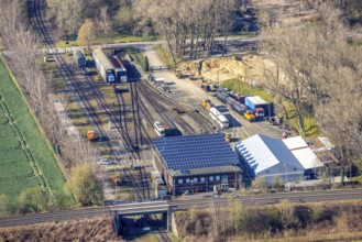 Aerial view, local transport museum Dortmund, tram museum, Deusen, Dortmund, Ruhr area, North