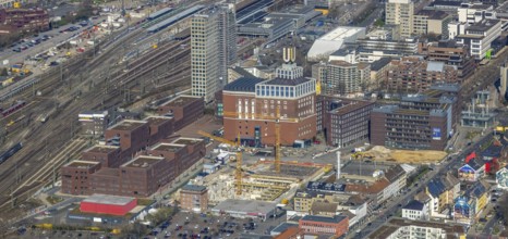 Aerial view, construction site, residential complex at the Dortmunder U-Tower, Dortmunder U with