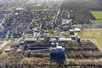 Aerial view, industrial monument Hansa coking plant, construction work on salt factory, screening