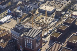 Aerial view, construction site, residential complex at the Dortmunder U-Tower, Dortmunder U with