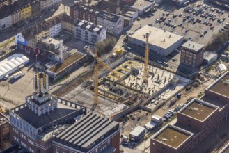 Aerial view, construction site, residential complex at the Dortmunder U-Tower, Dortmunder U with