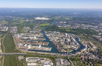 Aerial view, coal harbour of the inland port Dortmunder Hafen AG in Dortmund in the federal state