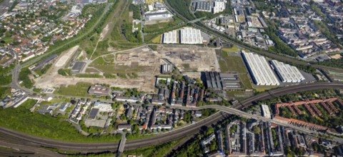 Aerial view, industrial estate of Union Gewerbehof GmbH, Rheinische Straße, ZukunftsCampus,