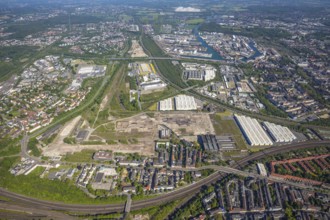 Aerial view, industrial estate of Union Gewerbehof GmbH, Rheinische Straße, ZukunftsCampus,