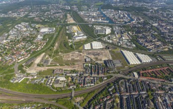 Aerial view, industrial estate of Union Gewerbehof GmbH, Rheinische Straße, ZukunftsCampus,