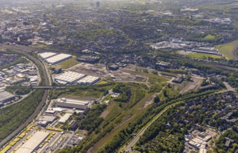 Aerial view, industrial estate of Union Gewerbehof GmbH, Rheinische Straße, ZukunftsCampus,