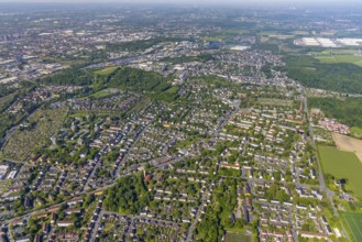 Aerial view, Kirdorf mining estate in the foreground in the Eving district, Dortmund, Ruhr area,