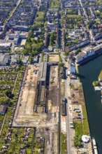Aerial view, coal harbour of the inland port Dortmunder Hafen AG in Dortmund in the federal state