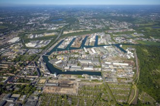 Aerial view, coal harbour of the inland port Dortmunder Hafen AG in Dortmund in the federal state