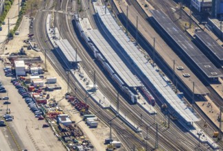 Aerial view, construction work at Dortmund main station, Dorstfelder Brücke, Dortmund, Ruhr area,
