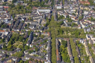 Aerial view, green Mallinckrodtstraße and Nordmarkt, Dortmund North, Dortmund, Ruhr area, North