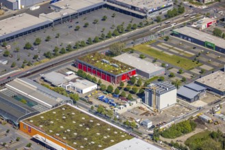 Aerial view, construction site at the Bornstraße industrial estate, WEZ - Westfalen shopping