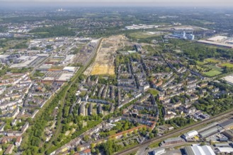 Aerial view, construction site former Westfalenhütte, Kaiserbrunnen, Borsigplatz, Dortmund, Ruhr