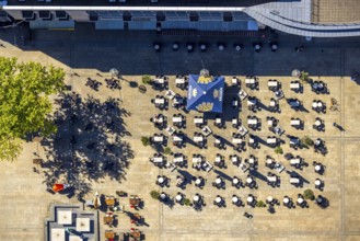 Aerial view, outdoor gastronomy Alter Markt, City, Dortmund, Ruhr area, North Rhine-Westphalia,