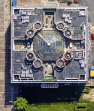 Aerial view, construction site, Dortmund town hall and Friedensplatz, city, Dortmund, Ruhr area,