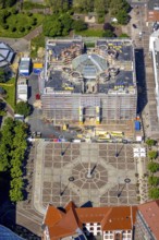 Aerial view, construction site, city hall Dortmund and Friedensplatz, city, Dortmund, Ruhr area,