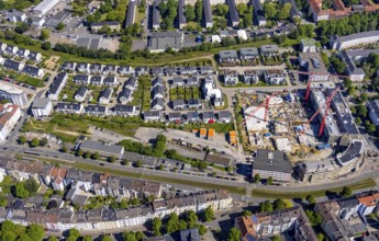Aerial view, new development area at Ostbahnhof and new development area Kaiserquartier, City,