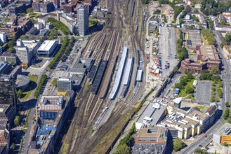 Aerial view, construction work at Dortmund main station, Nordmarkt, Dortmund, Ruhr area, North