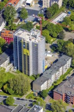 Aerial view, construction site demolition high-rise building, Kielstraße corner