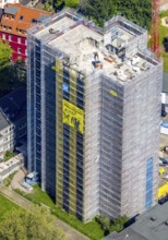 Aerial view, construction site demolition high-rise building, Kielstraße corner