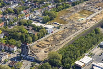 Aerial view, construction site Kronzprinzenviertel for new construction of residential units, Am