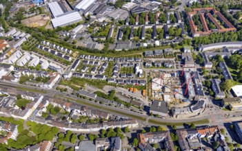 Aerial view, new development area at Ostbahnhof and new development area Kaiserquartier, City,
