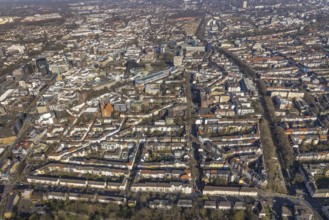 Aerial view, city centre view, perimeter block development, city, Dortmund, Ruhr area, North