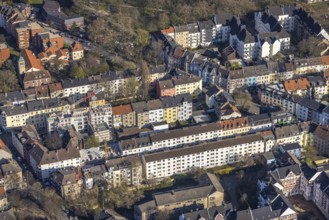Aerial view, building sin in the classic perimeter block development, penthouse, Dorotheenstraße,