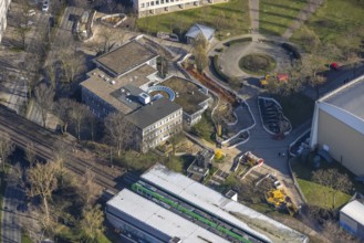 Aerial view, construction site Wilhelm-Hansmann-Haus, City, Dortmund, Ruhr area, North