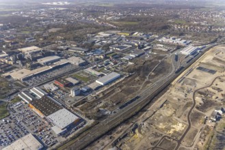 Aerial view, construction site Westfalenhütte, Eisenstraße, Nordmarkt, Dortmund, Ruhr area, North
