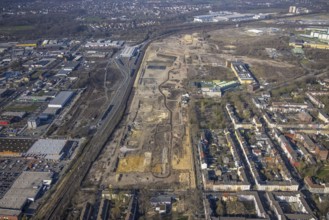 Aerial view, construction site Westfalenhütte, Nordmarkt, Dortmund, Ruhr area, North