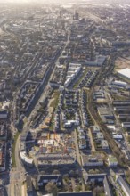 Aerial view, construction site for new Kaiserquartier, Klönnestraße, new development area
