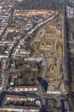Aerial view, construction site Kronprinzenviertel, new residential area, residential area
