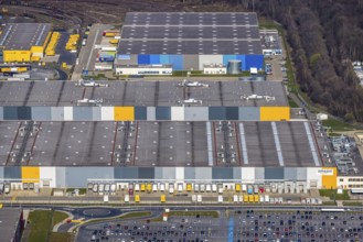 Aerial view, Logistics Park Westfalenhütte, Amazon, DHL, Decathlon, Kaiserbrunnen, Dortmund, Ruhr